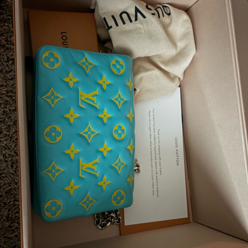 Louis Vuitton Turquoise and Yellow Monogram Bag